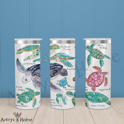 Sea Turtle Breeds 20oz Skinny Tumbler