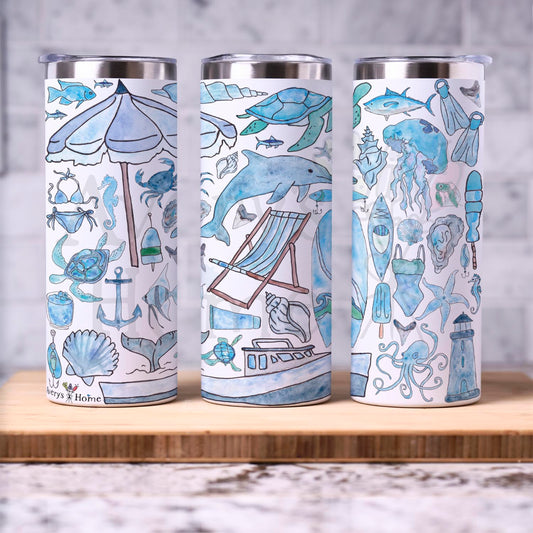 Blue Beach Day Memories 20 oz Tumbler