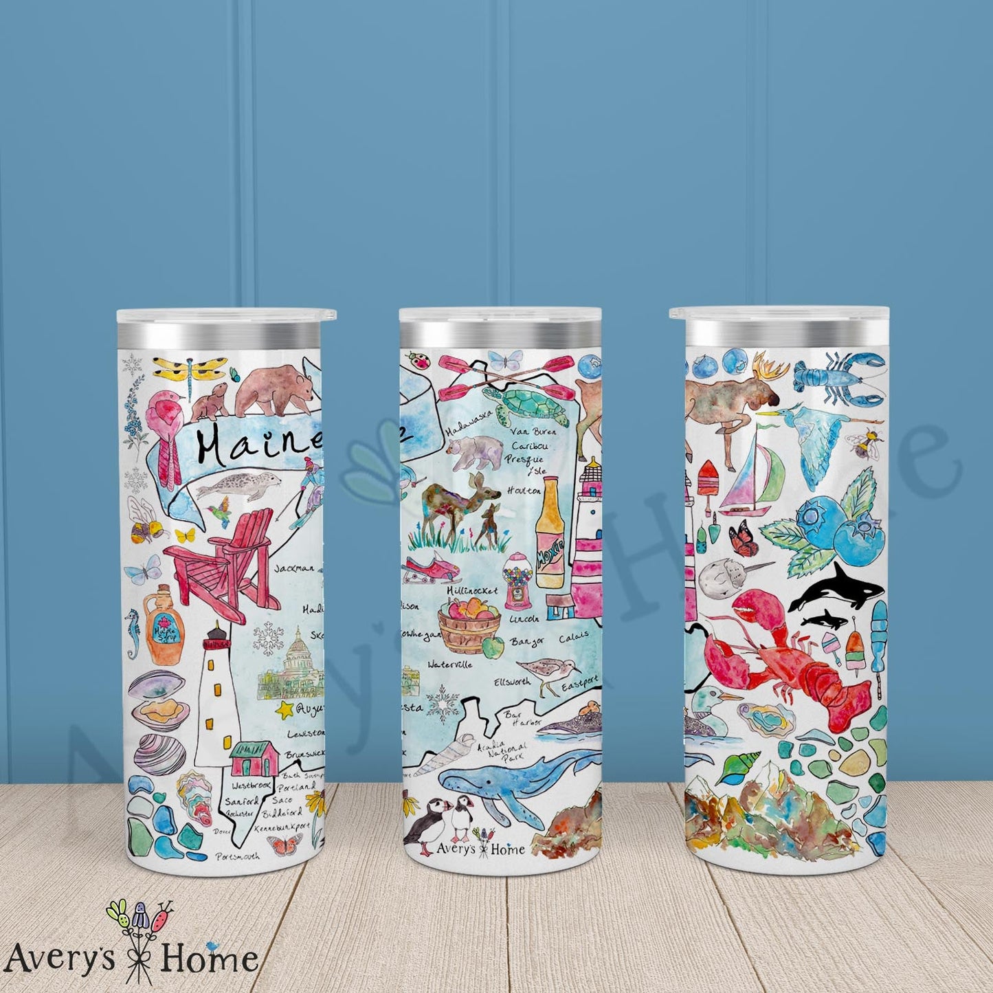 Maine State Map 20oz Skinny Tumbler