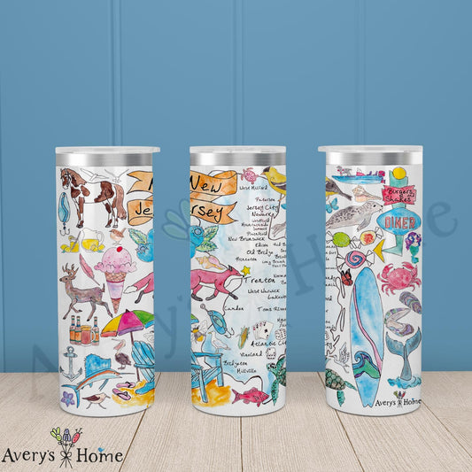 New Jersey State Map 20oz Skinny Tumbler