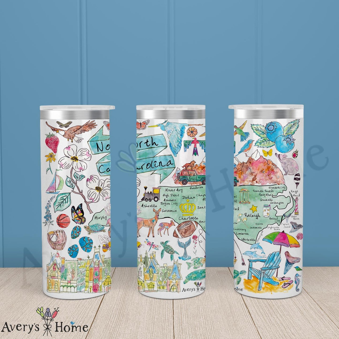 North Carolina State Map 20oz Skinny Tumbler