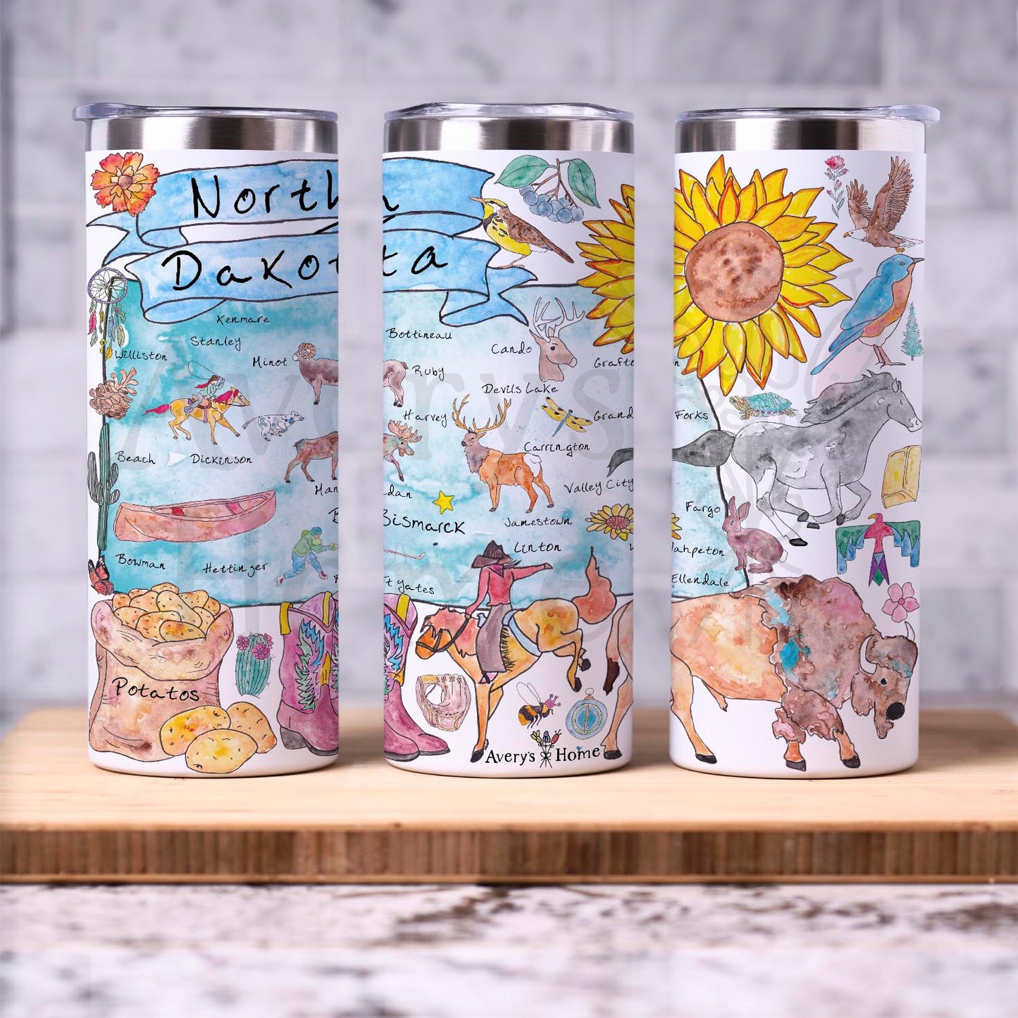 North Dakota Map  20 oz Tumbler