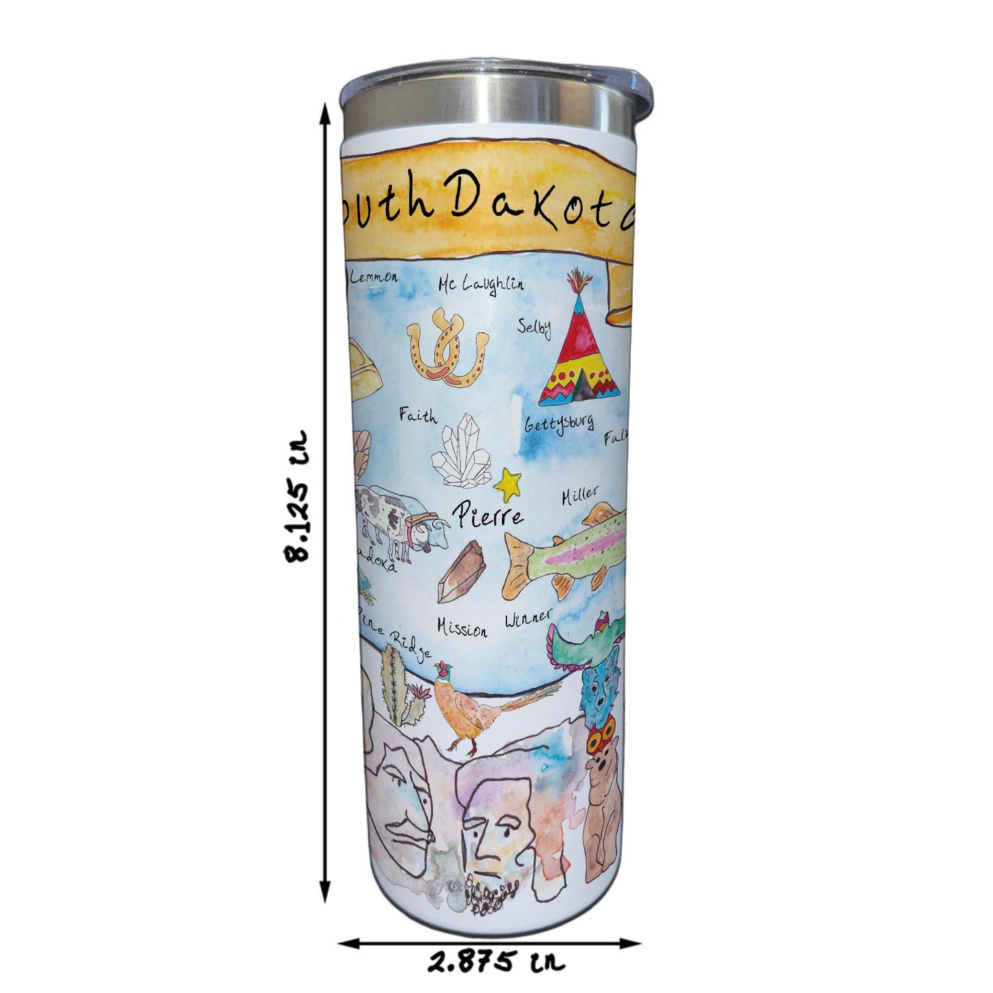 South Dakota Map  20 oz Tumbler