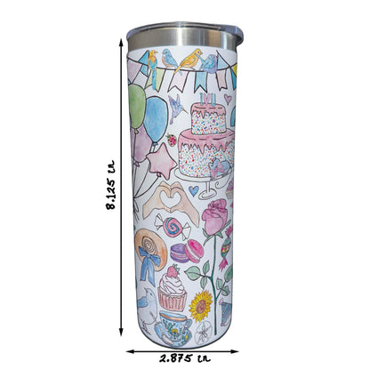 Happy Birthday Cake & Balloons 20 oz Tumbler