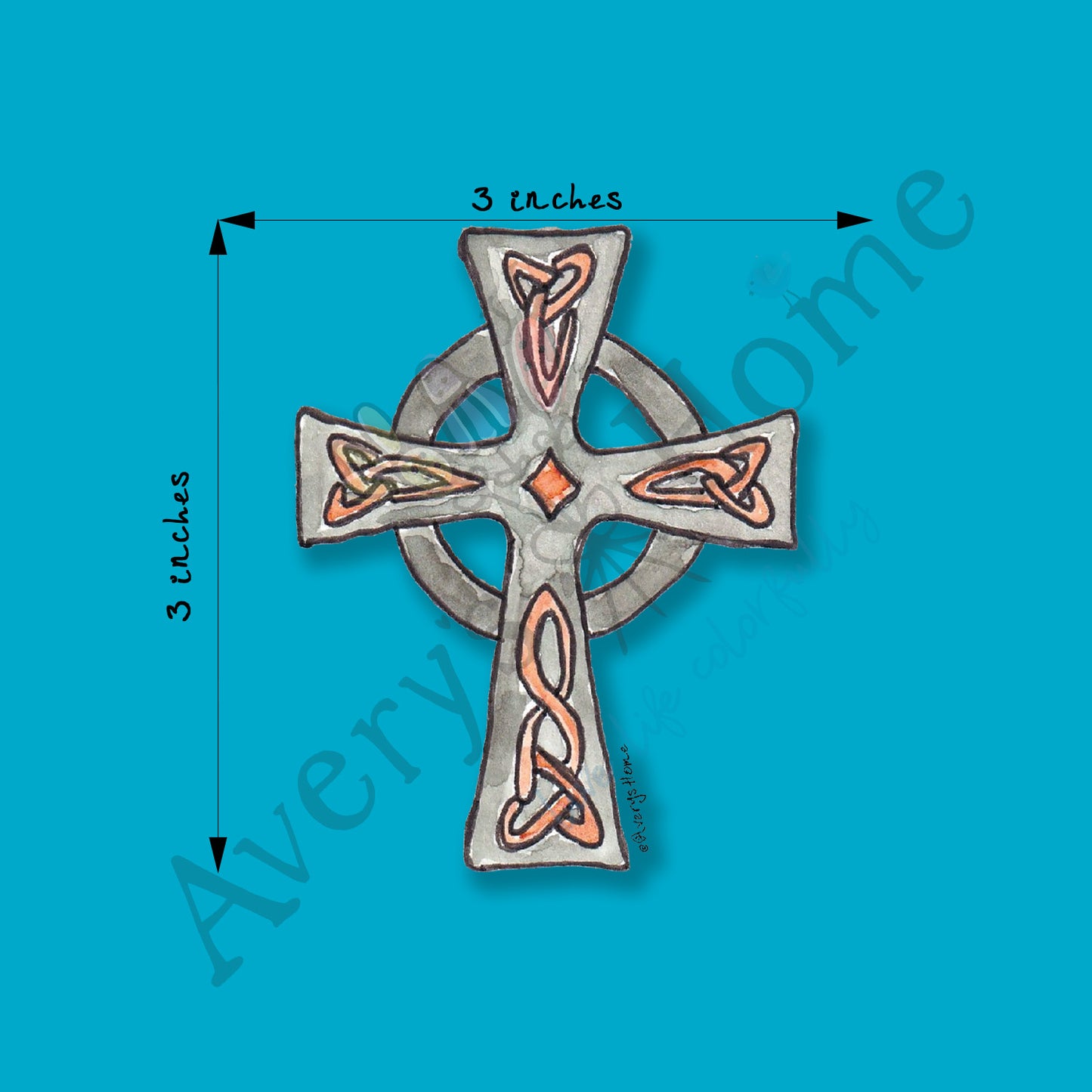 Christian Celtic Cross 3" White Vinyl Die-Cut Sticker