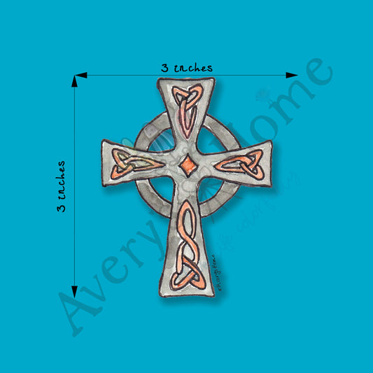 Christian Celtic Cross 3" White Vinyl Die-Cut Sticker