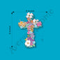 Christian Flower Cross 3" White Vinyl Die-Cut Sticker