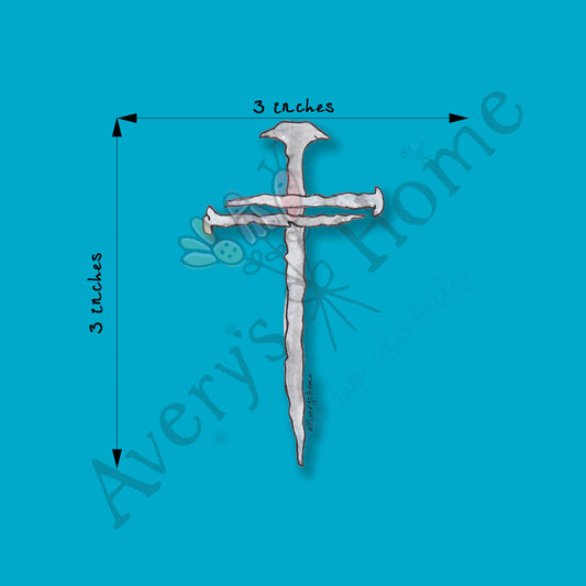 Christian Nails Cross 3" White Vinyl Die-Cut Sticker