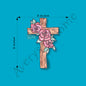 Christian Wooden Rose Cross 3" White Vinyl Die-Cut Sticker