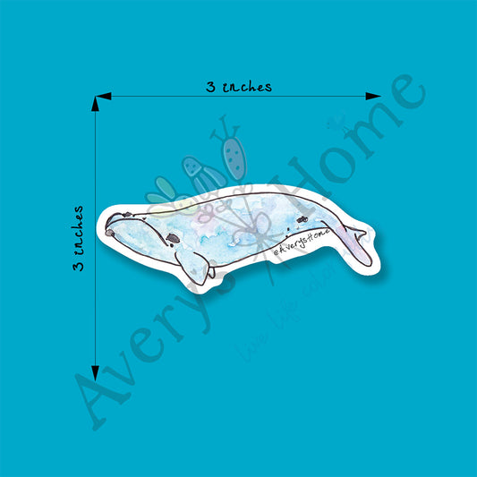Right Whale Art 3" White Vinyl Die-Cut Sticker