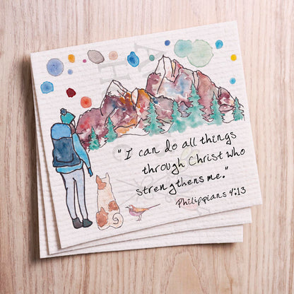 All Things Through Christ Swedish Cloth