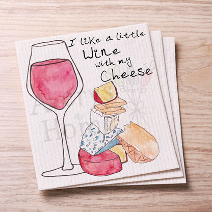 Wine With My Cheese Swedish Cloth