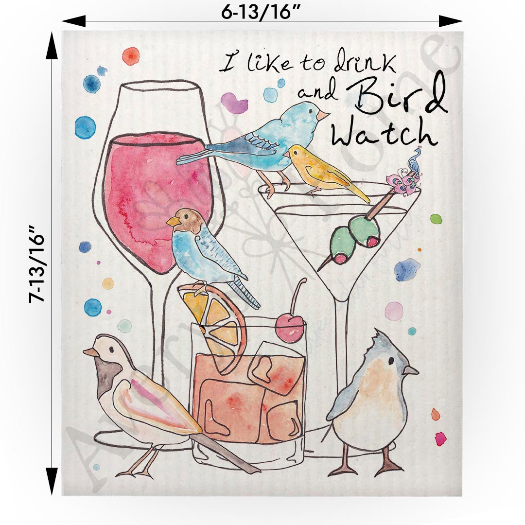 I Like to Drink & Bird Watch Swedish Cloth
