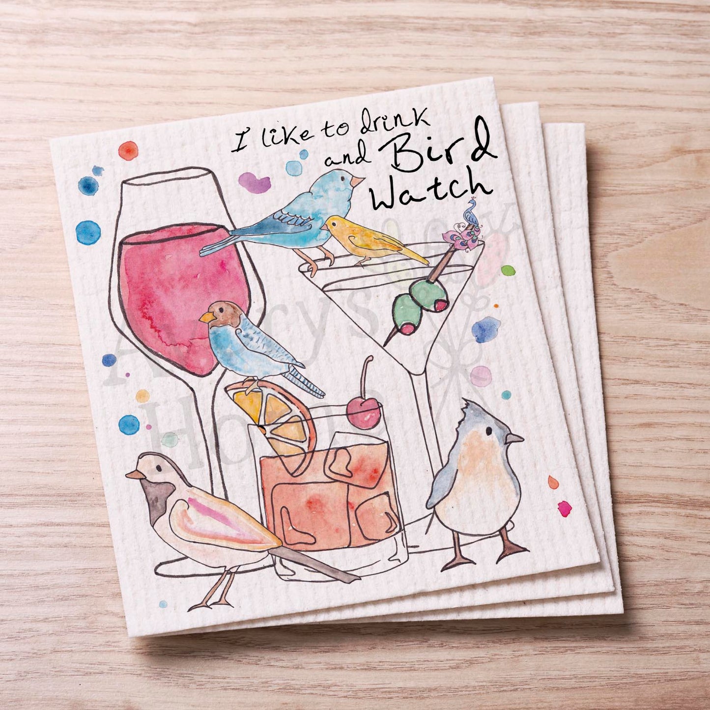 I Like to Drink & Bird Watch Swedish Cloth