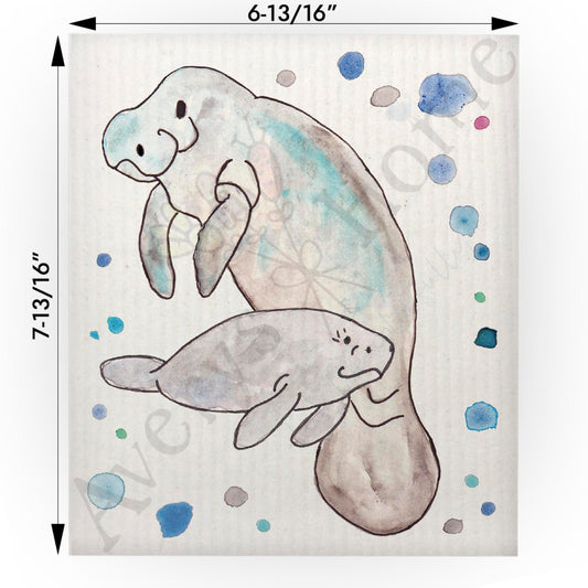 Manatee Mom & Baby Swedish Cloth