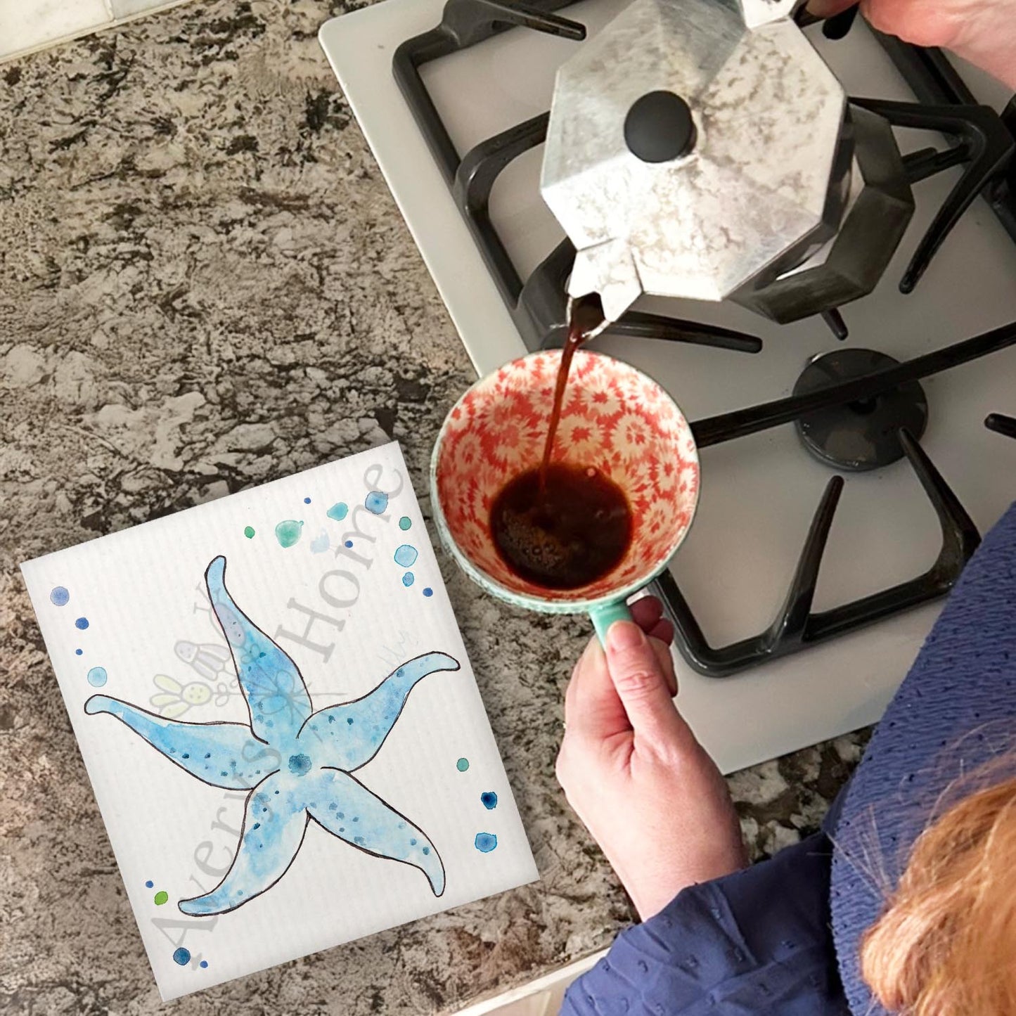 Blue Starfish Swedish Cloth