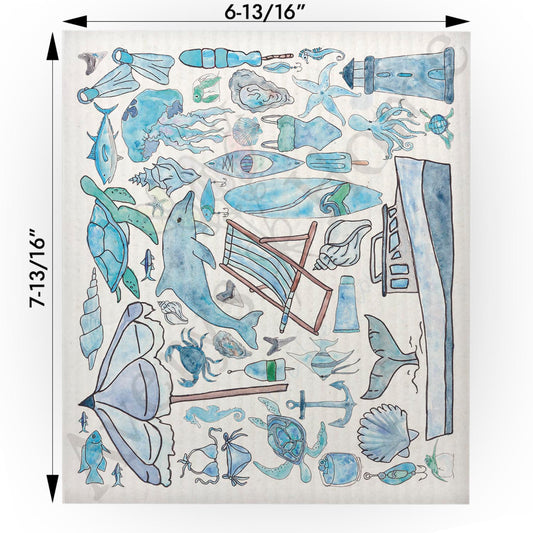 Blue Beach Day Memories Swedish Cloth