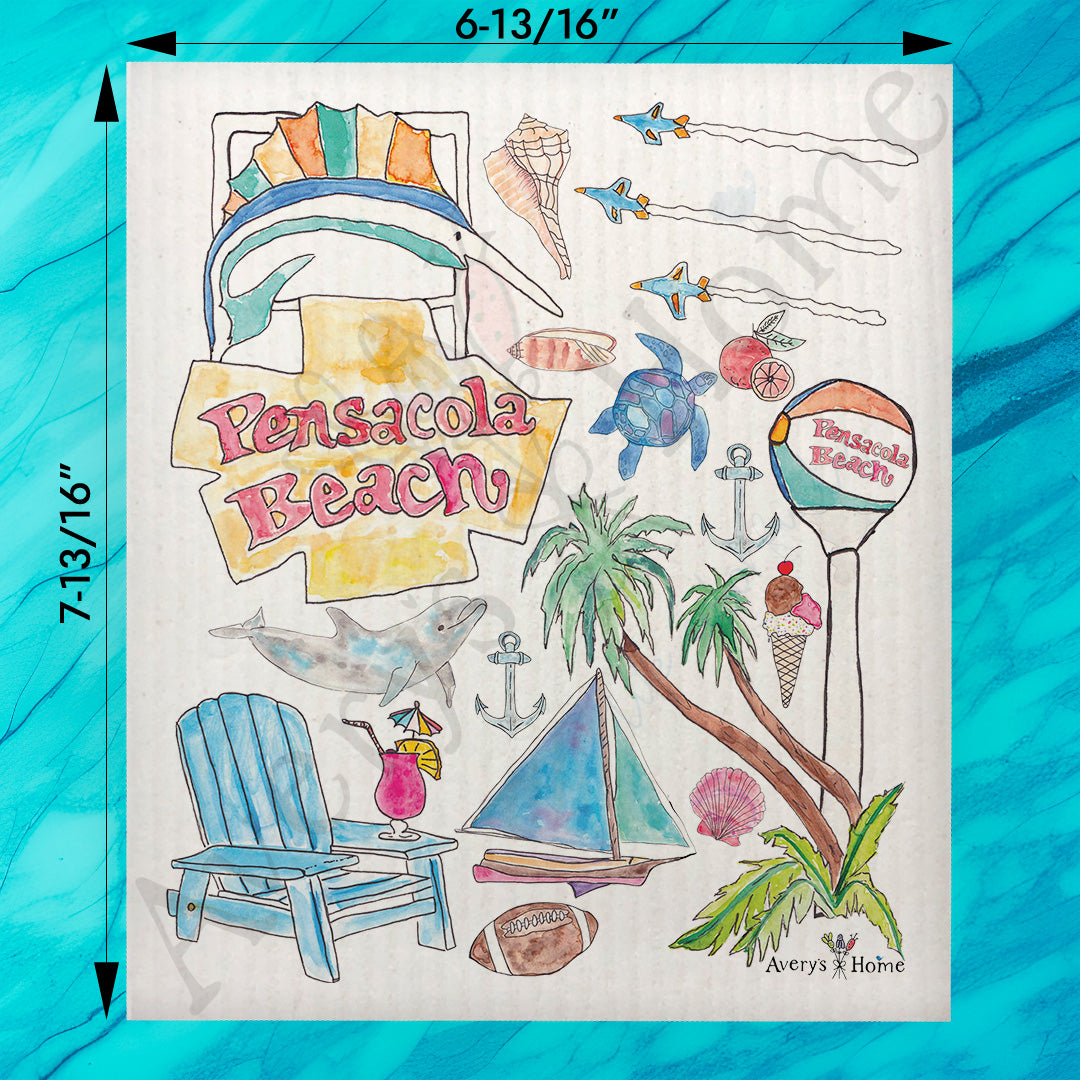 Pensacola Beach Icons Swedish Dishcloth