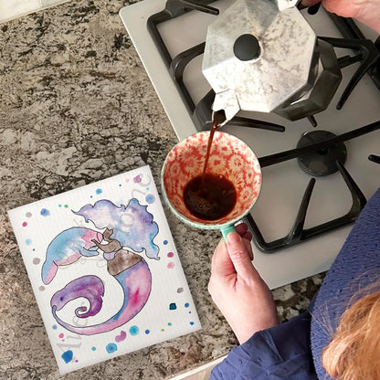 Mermaid & Manatee Kitchen Décor Swedish Dishcloth