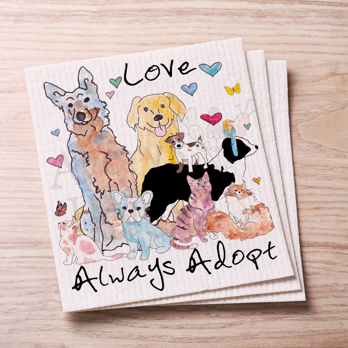 Always Adopt Dogs & Cats Swedish Cloth