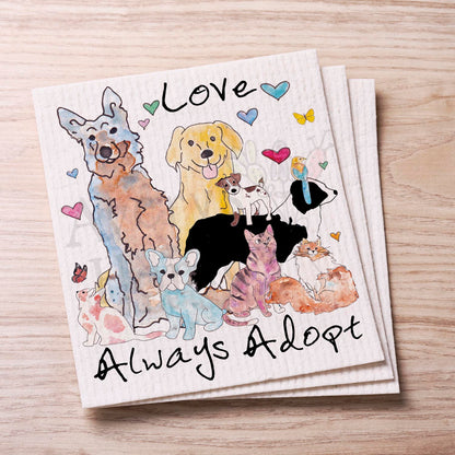 Always Adopt Dogs & Cats Swedish Cloth