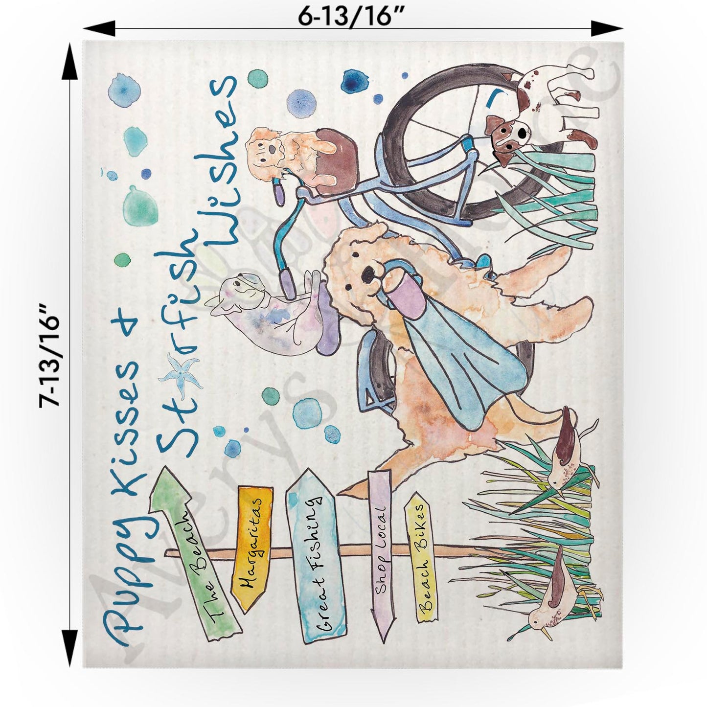 Puppy Kisses & Starfish Wishes Swedish Cloth