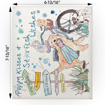 Puppy Kisses & Starfish Wishes Swedish Cloth