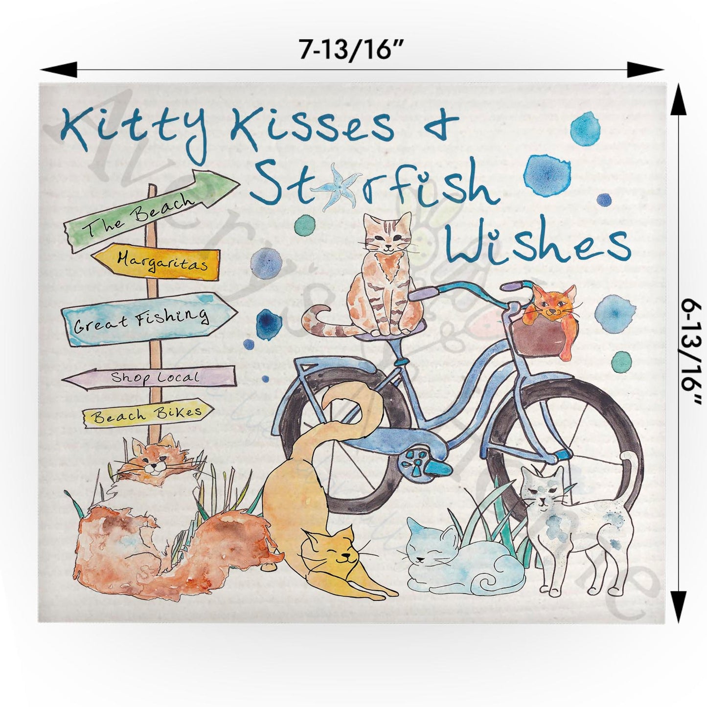 Kitty Kisses & Starfish Wishes Swedish Cloth