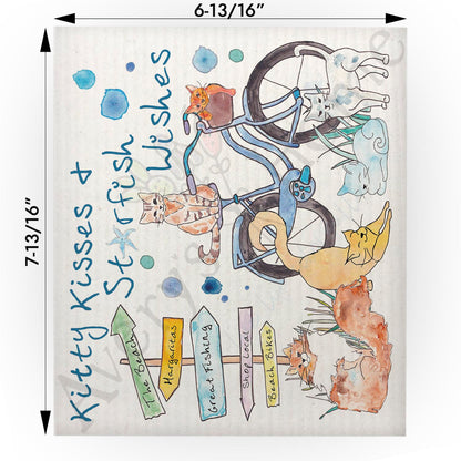 Kitty Kisses & Starfish Wishes Swedish Cloth