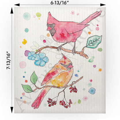 Spring Cardinals Swedish Cloth