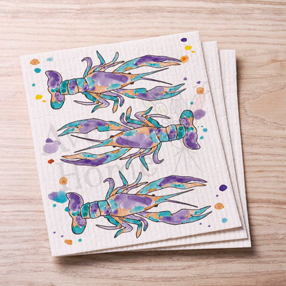 Mardi Gras Crawfish Swedish Cloth