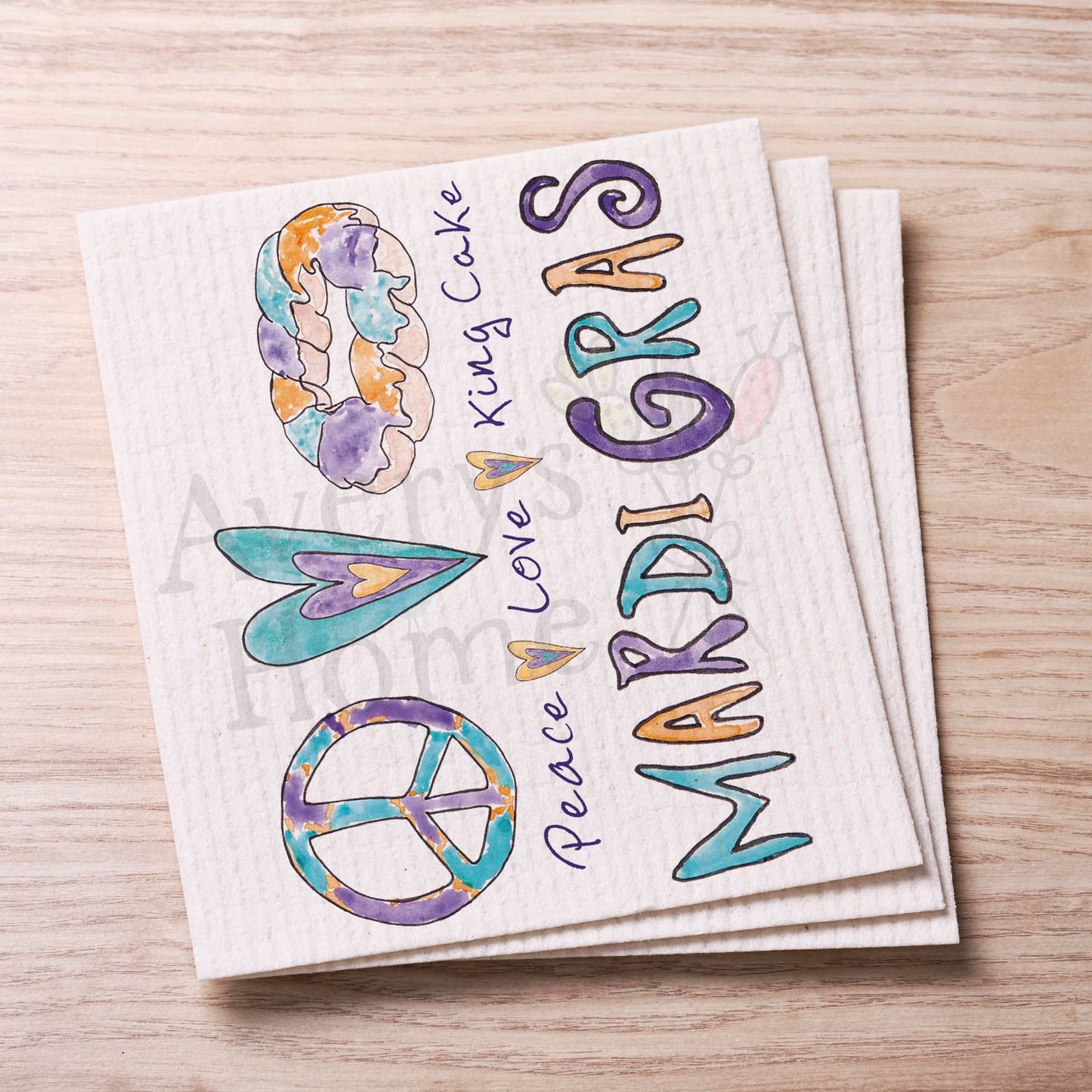 Peace, Love, King Cake Swedish Cloth