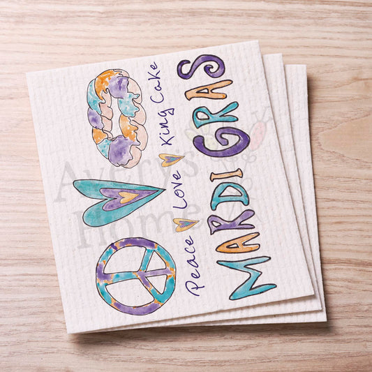 Peace, Love, King Cake Swedish Cloth