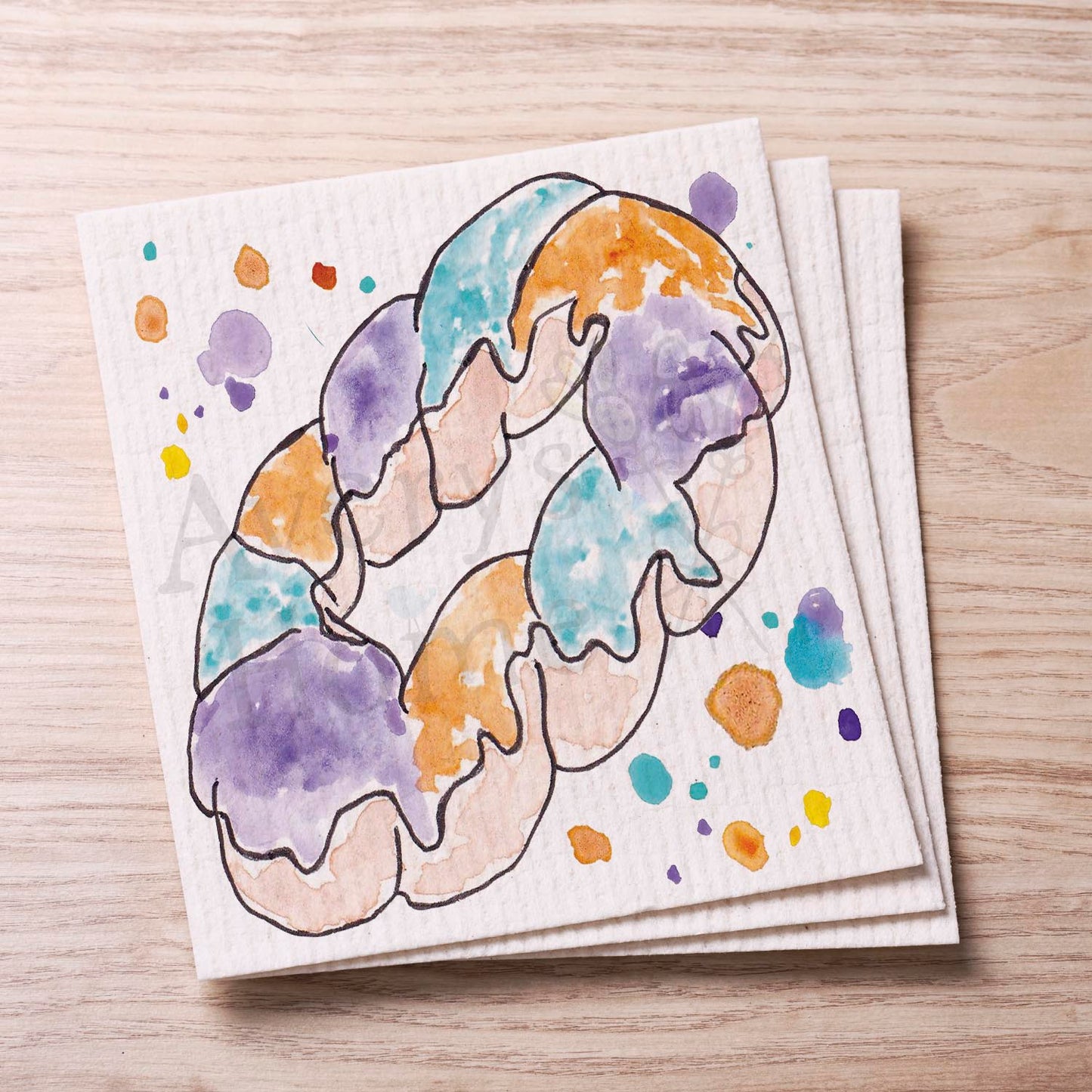 Mardi Gras King Cake Swedish Cloth