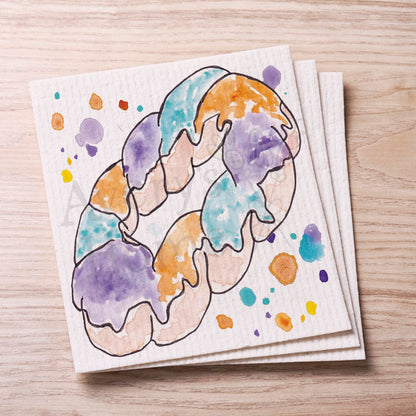 Mardi Gras King Cake Swedish Cloth