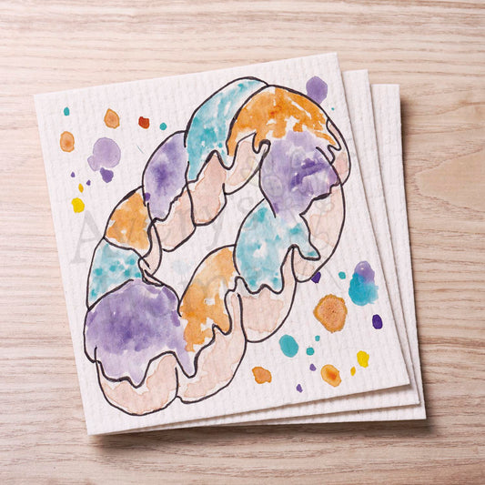 Mardi Gras King Cake Swedish Cloth
