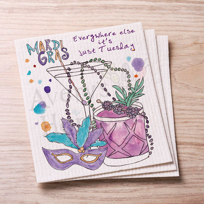 Mardi Gras Fat Tuesday Swedish Cloth