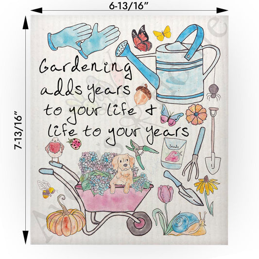 Gardening Adds Years to Your Life Swedish Cloth