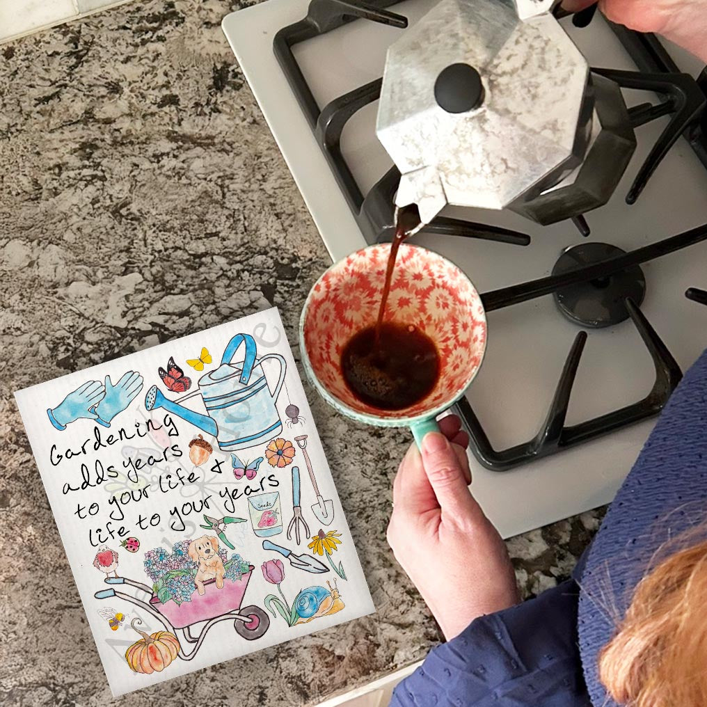 Gardening Adds Years to Your Life Swedish Cloth