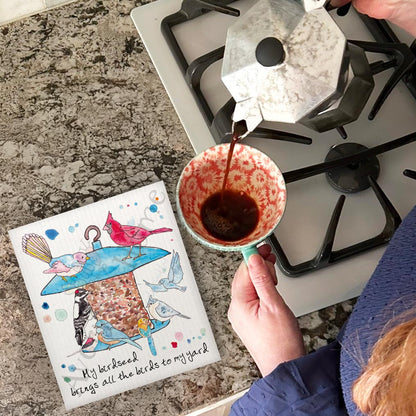 My Birdseed Brings the Birds to the Yard Swedish Dishcloth