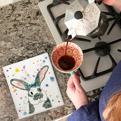 Cute Bunny Rabbit Spring Swedish Dishcloth