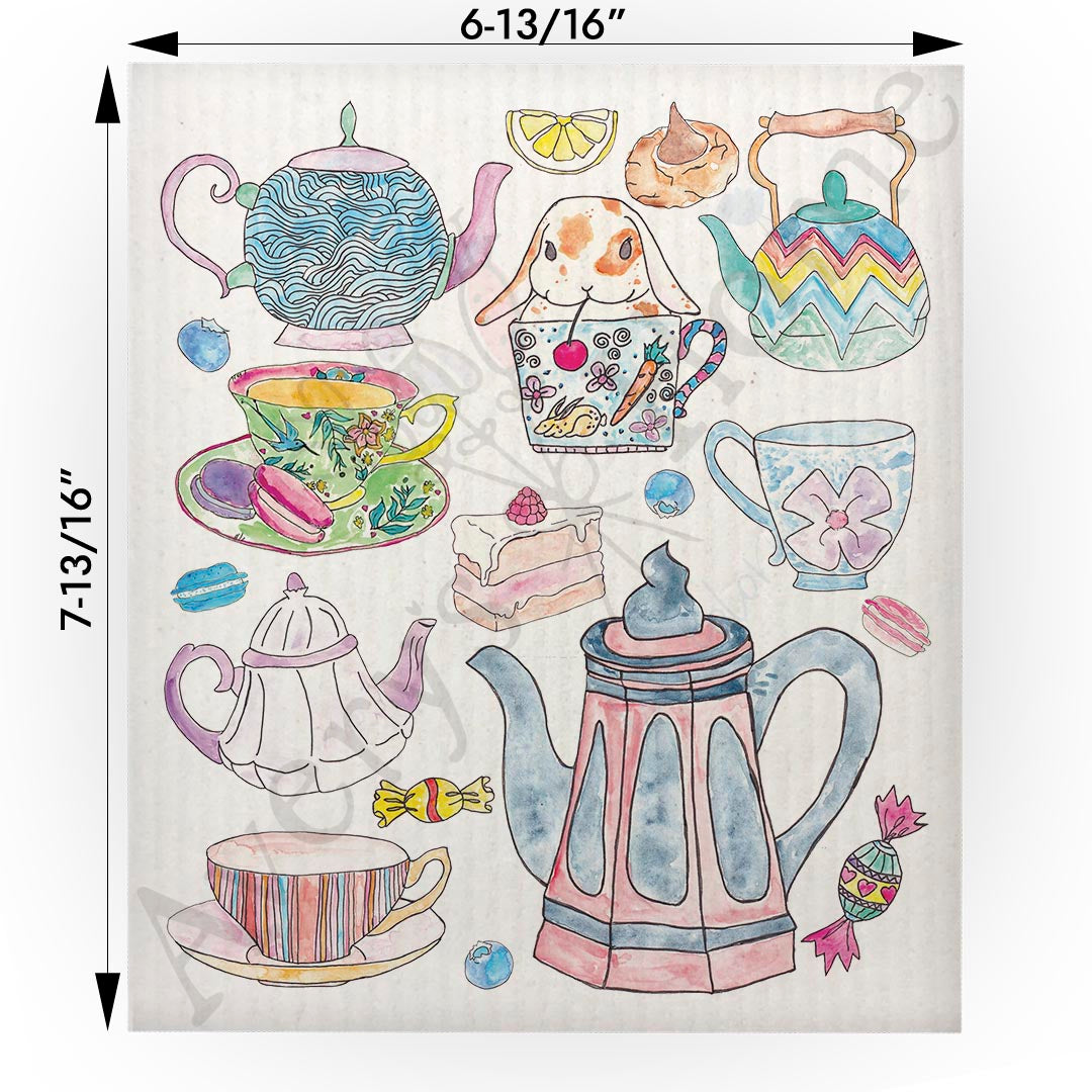 Teacups & Animals Swedish Cloth