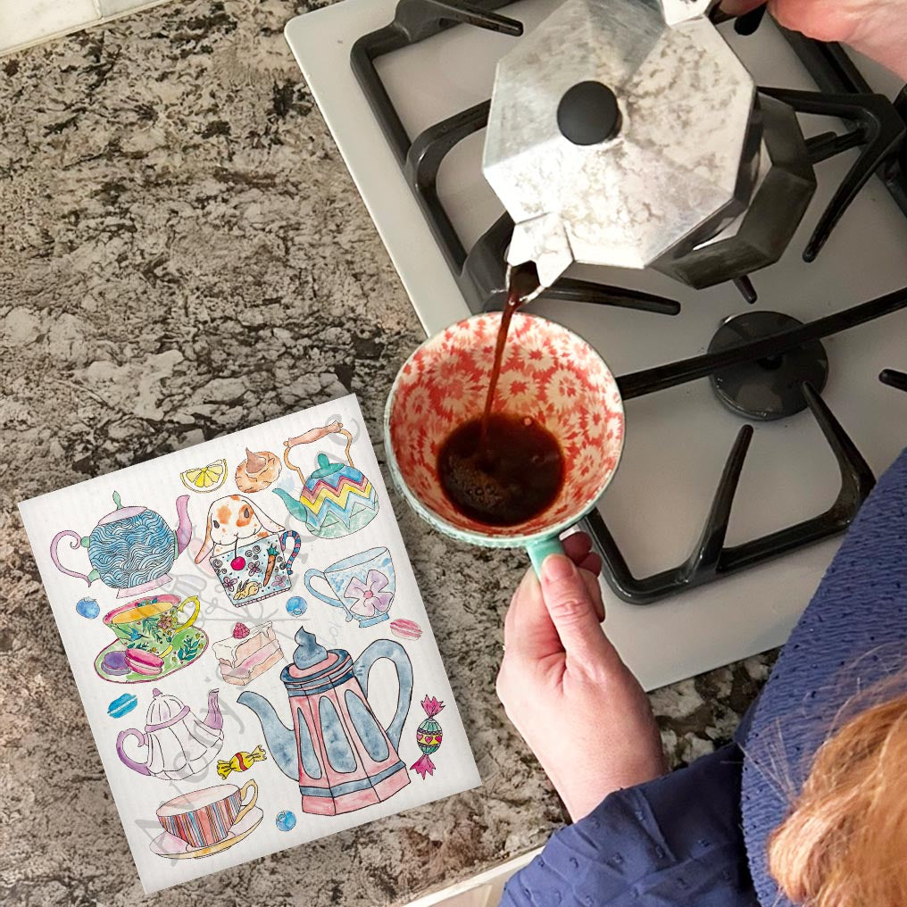 Teacups & Animals Swedish Cloth