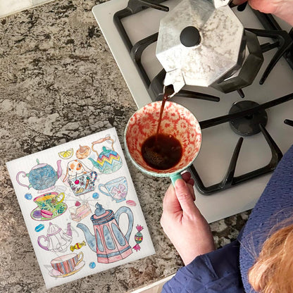 Teacups & Animals Swedish Cloth
