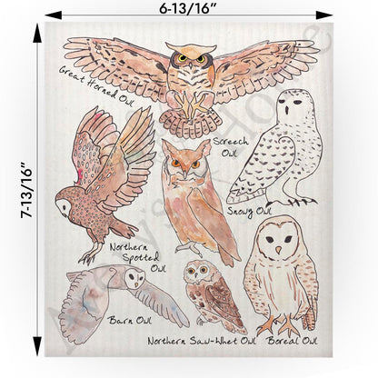 Owls of North America Swedish Cloth