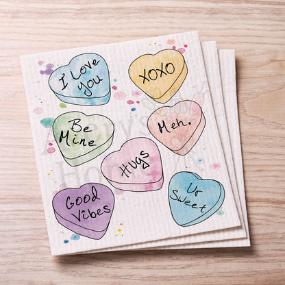 Conversation Hearts Swedish Cloth