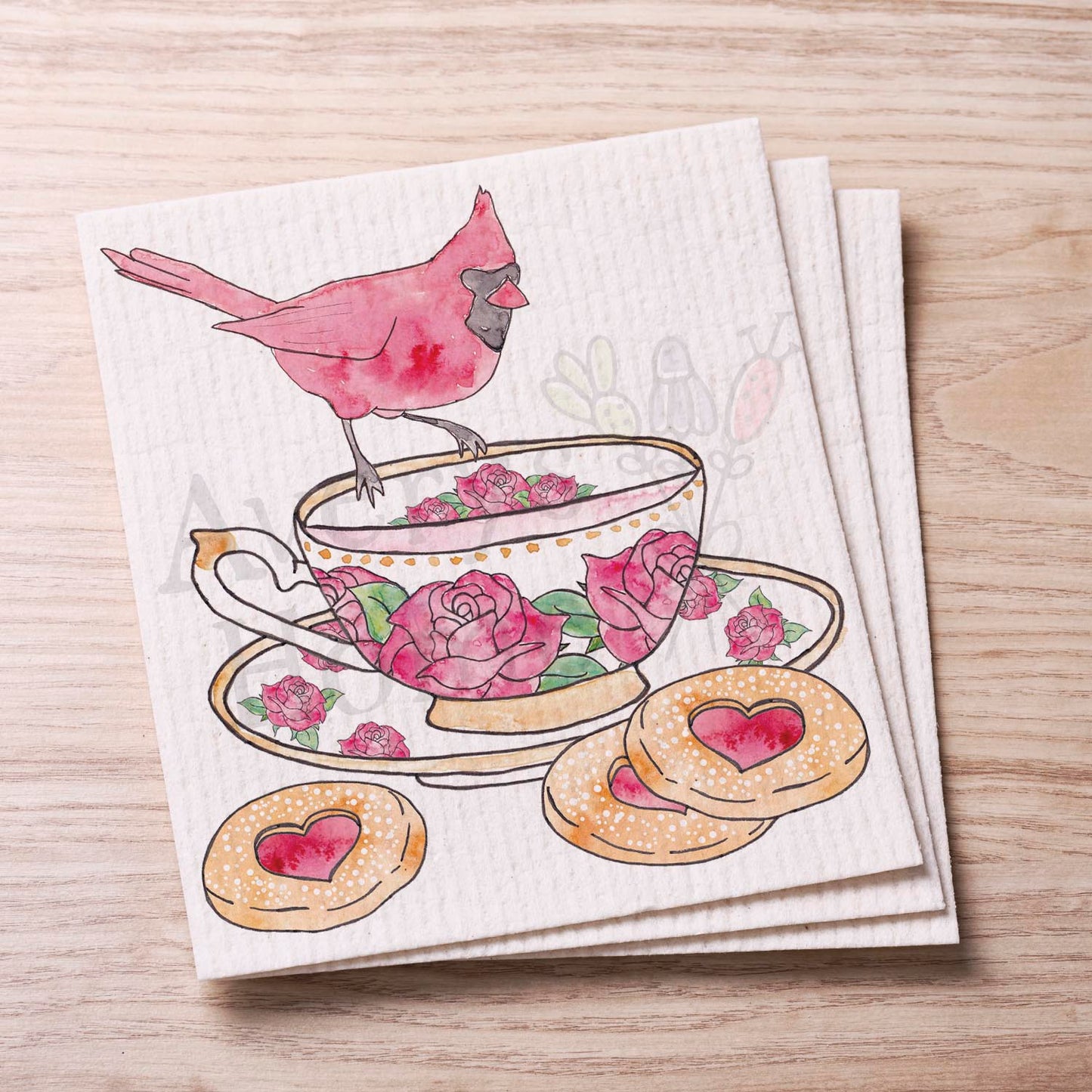 Cardinal Teacup Swedish Cloth