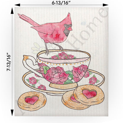 Cardinal Teacup Swedish Cloth