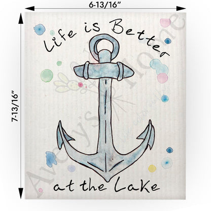 Life is Better at the Lake Swedish Cloth