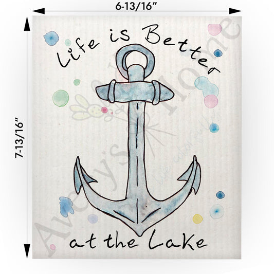 Life is Better at the Lake Swedish Cloth